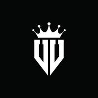 UU logo monogram emblem style with crown shape design template vector