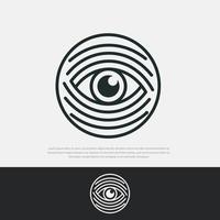 Eye fingerprint logo inside.security icon,dotted line identification vector