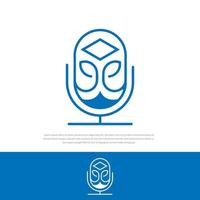 Unique microphone conference podcast logo design. Educational podcast vector logo design