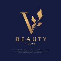 logotipo de la letra v diseño de plantilla de la industria de la belleza abstracta, negocio cosmético, salón, spa, natural, clínica vector