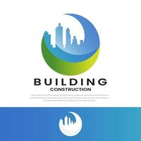 Ilustración de vector de logotipo de edificio de ciudad moderna