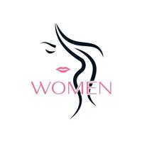 Minimalist logo design silhouette line illustration of a woman's design. Can be used for beauty products