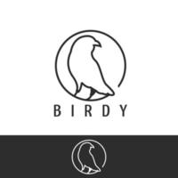 Bird line style type logo on branch circle bird vector design