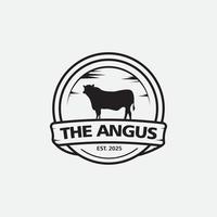 Angus cattle farm beef cattle emblem retro vintage cattle farm vector