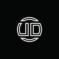Monograma del logotipo de ud con plantilla de diseño redondeado de círculo de espacio negativo vector