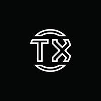 Monograma del logotipo de TX con plantilla de diseño redondeado de círculo de espacio negativo vector