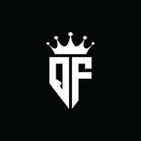estilo de emblema de monograma de logotipo qf con plantilla de diseño de forma de corona vector