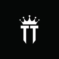 tt logo monograma emblema estilo con plantilla de diseño de forma de corona vector