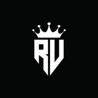 RV logo monogram emblem style with crown shape design template vector
