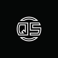 QS logo monogram with negative space circle rounded design template vector