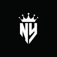 estilo de emblema de monograma de logotipo de Nueva York con plantilla de diseño de forma de corona vector