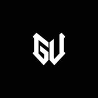 gu logo monogram with shield shape design template vector