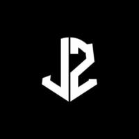 Cinta del logotipo de la letra del monograma de JZ con el estilo del escudo aislado en fondo negro vector