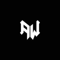 aw logo monogram with shield shape design template vector