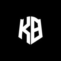 KB monogram letter logo ribbon with shield style isolated on black background vector