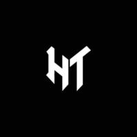monograma del logotipo de ht con plantilla de diseño de forma de escudo vector