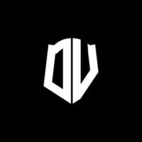 Cinta de logotipo de letra dv monograma con estilo de escudo aislado sobre fondo negro vector
