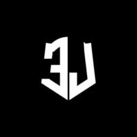 Cinta del logotipo de la letra del monograma de ej con estilo de escudo aislado sobre fondo negro vector