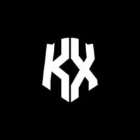 Cinta del logotipo de la letra del monograma de kx con el estilo del escudo aislado en fondo negro vector