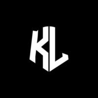 Cinta del logotipo de la letra del monograma de Kl con el estilo del escudo aislado en fondo negro vector
