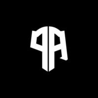 Cinta del logotipo de la letra del monograma de PA con el estilo del escudo aislado en fondo negro vector