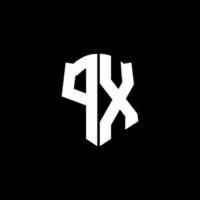 Cinta del logotipo de la letra del monograma de px con el estilo del escudo aislado en fondo negro vector