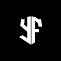Cinta del logotipo de la letra del monograma de YF con el estilo del escudo aislado en el fondo negro vector