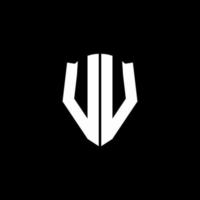 Cinta del logotipo de la letra del monograma de vv con el estilo del escudo aislado en fondo negro vector