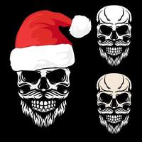 Collection skull with santa hat vector