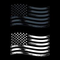 American flag disstressed vector in black background