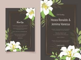 Beautifull Wedding Invitation Card Design wth Lily Flower and Leaves vector