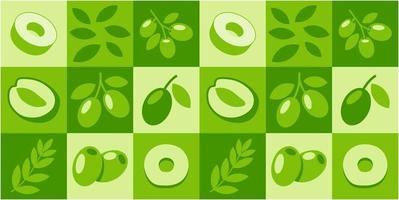 Green Olive abstract seamless geometric vector pattern for packaging design