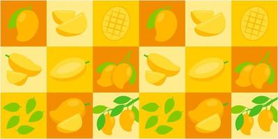 Ripe Mango abstract seamless geometric vector pattern for packaging design
