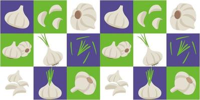 White Garlic abstract seamless geometric vector pattern for packaging design