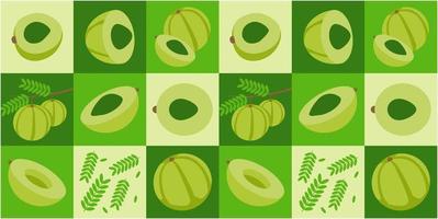 Gooseberry also known Amla abstract seamless geometric vector pattern for packaging design