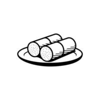 Plato de desayuno del sur de la India, pastel de arroz al vapor, también conocido como kerala puttu outine sketch vector