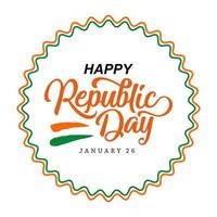 Indian Republic day typography wishes flag circle vector design