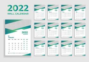 diseño de calendario de pared 2022. diseño de calendario de pared 2022. diseño de calendario de año nuevo 2022. la semana comienza el lunes. plantilla para calendario anual 2022 vector