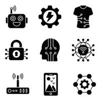 Robotic Glyph Icons Set vector