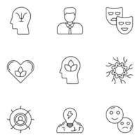 conjunto de iconos de línea de psicología vector