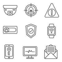 Surveillance Line Icons Set vector