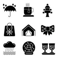 Winter Glyph Icons Set vector