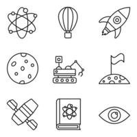 Science Fiction Line Icons Set vector