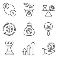 conjunto de iconos de línea de inversión vector