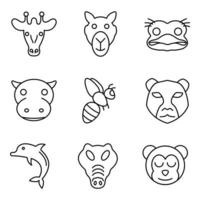 Animals Line Icons Set vector