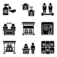 Social Distance Glyph Icons Set vector