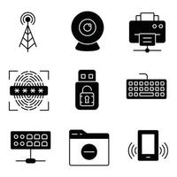 Hardware Glyph Icons Set vector