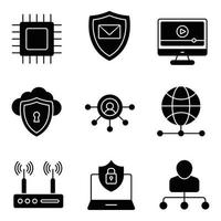 Networking Glyph Icons Set vector