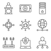 Networking Line Icons Set vector