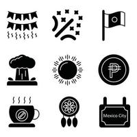 Mexico Glyph Icons Set vector